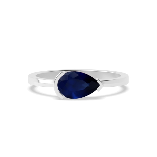 Prong Pear Vertical Blue Sapphire Minimalist Engagement Rings