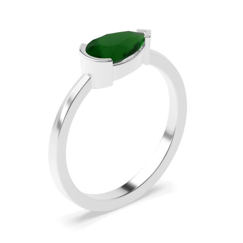 Prong Pear Vertical Emerald Unusual Engagement Rings