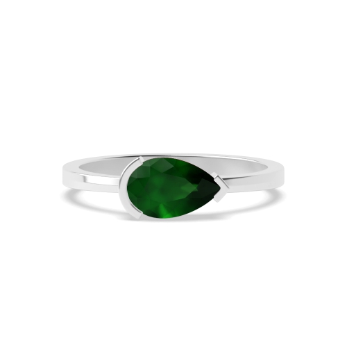 Prong Pear Vertical Emerald Unusual Engagement Rings