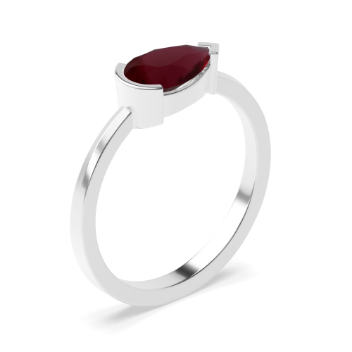 Prong Pear Vertical Ruby Engagement Rings
