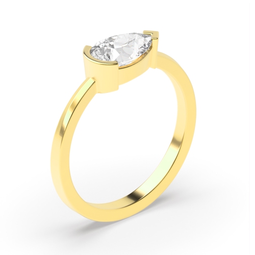 Prong Pear Yellow Gold Vertical Unique Engagement Rings