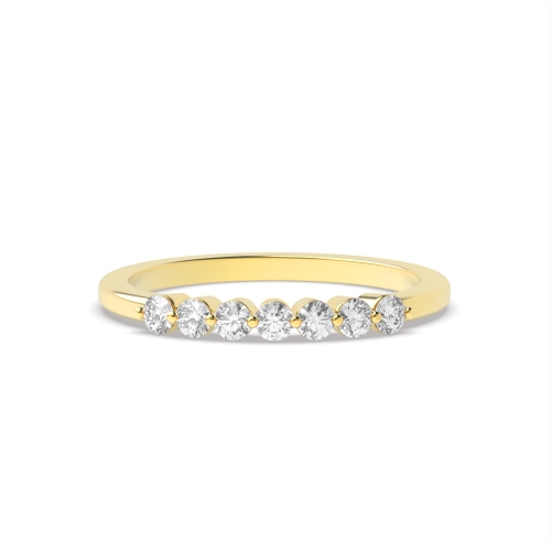 4 Prong Round Yellow Gold Delicate promise Eternity Diamond Rings