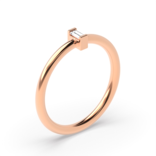 Channel Setting Baguette Rose Gold Vertical minimalist Engagement Rings
