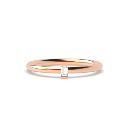 Channel Setting Baguette Rose Gold Vertical minimalist Engagement Rings