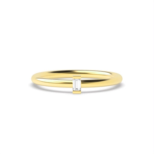 Channel Setting Baguette Yellow Gold Vertical minimalist Engagement Rings
