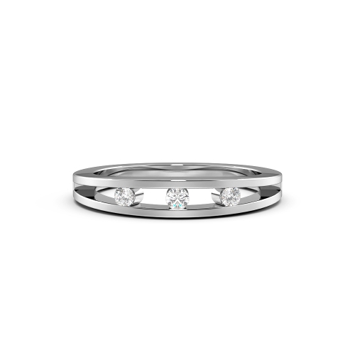Channel Setting Round Open Wedding Minimalist Engagement Ring
