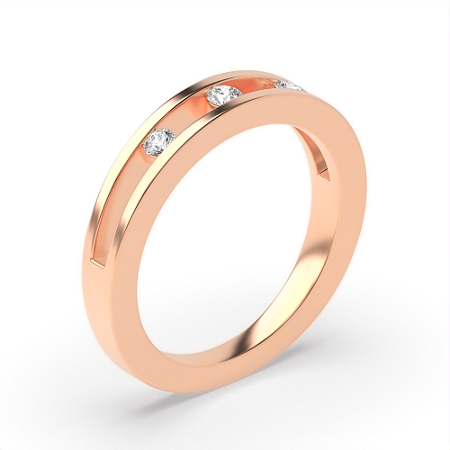 Channel Setting Round Rose Gold Open wedding Minimalist Engagement Rings