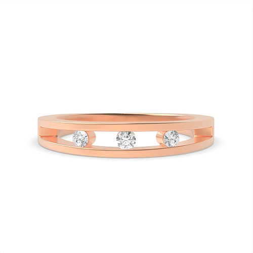 Channel Setting Round Rose Gold Open wedding Minimalist Engagement Rings