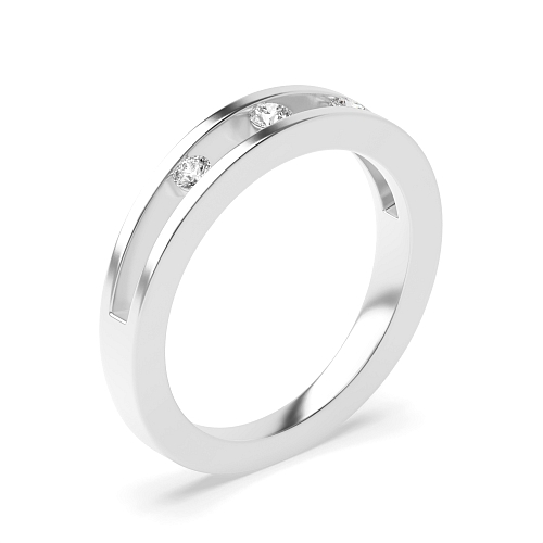 Channel Setting Round Platinum Open wedding Promise Engagement Rings