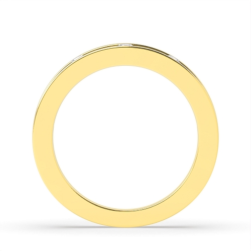 Channel Setting Round Yellow Gold Open wedding Diamond Band Engagement Rings