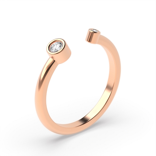 Bezel Setting Round Rose Gold Open ended Diamond Rings