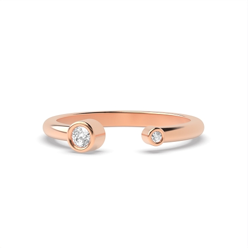 Bezel Setting Round Rose Gold Open ended Diamond Rings