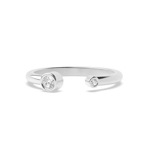 Bezel Setting Round Platinum Open ended Promise Diamond Rings