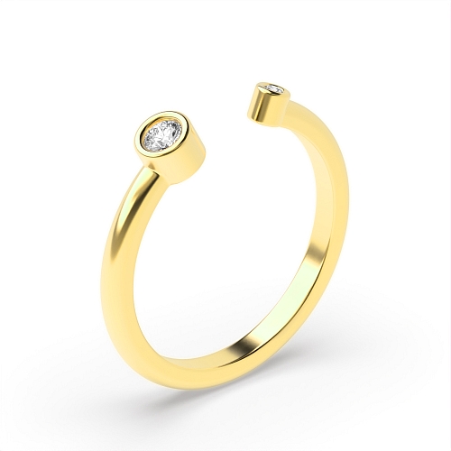 Bezel Setting Round Yellow Gold Open ended Diamond Rings