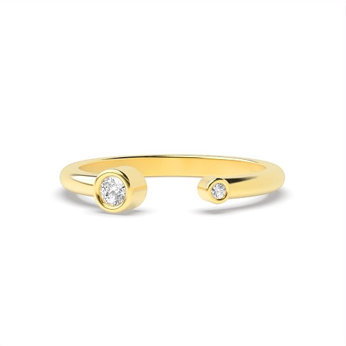 Bezel Setting Round Yellow Gold Open ended Diamond Rings