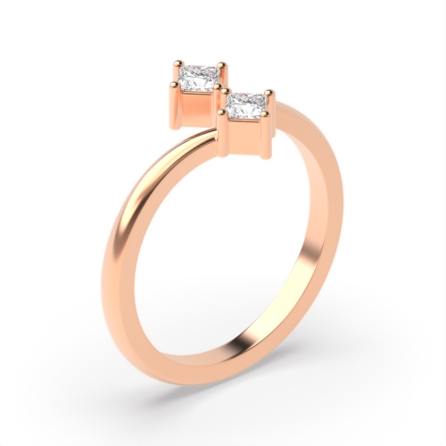 Two Princess Diamond Minimalist Designer Diamond Ring