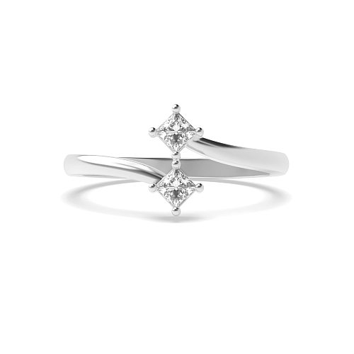 Princess Platinum Two minimalist Promise Engagement Rings