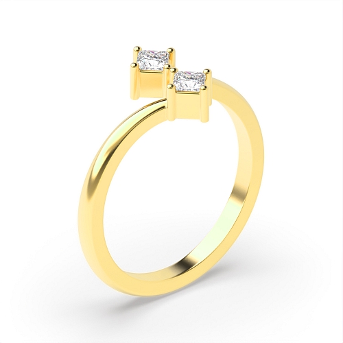 Princess Yellow Gold Two minimalist Engagement Rings