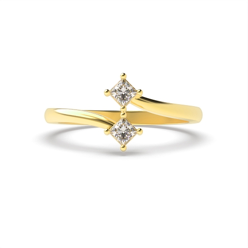 Princess Yellow Gold Two minimalist Engagement Rings