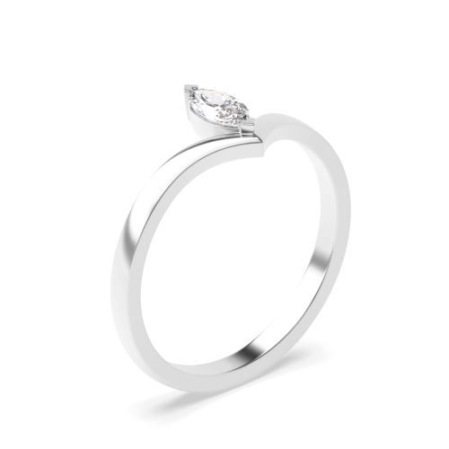 4 Prong Marquise Stylish Minimalist Solitaire Engagement Ring