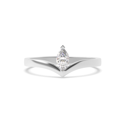 4 Prong Marquise Stylish Minimalist Solitaire Engagement Ring