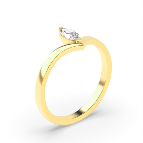 4 Prong Marquise Yellow Gold Stylish minimalist Engagement Rings