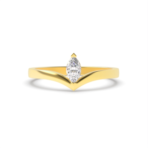 4 Prong Marquise Yellow Gold Stylish minimalist Engagement Rings