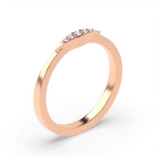 Pave Setting Round Rose Gold Delicate Minimalist Diamond Rings