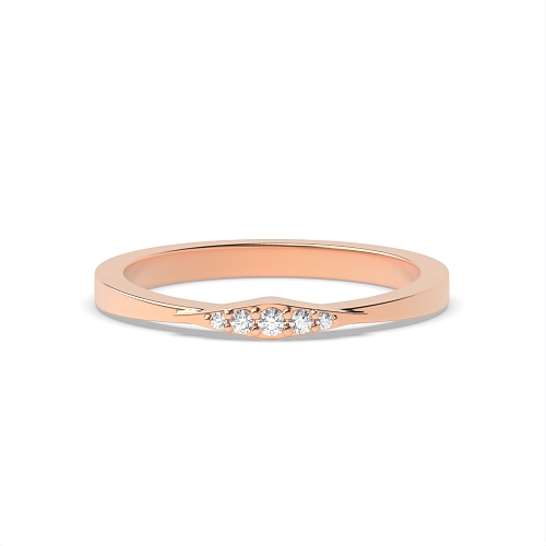 Pave Setting Round Rose Gold Delicate Minimalist Diamond Rings