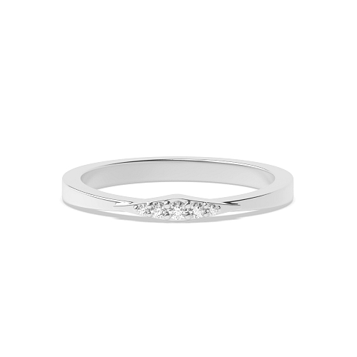 Pave Setting Round Platinum Delicate Promise Diamond Rings