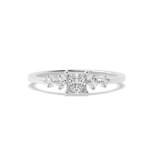 Unusual Minimalist Side Stone Diamond Engagement Ring