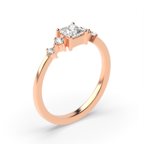 4 Prong Princess Rose Gold Minimalist Engagement Rings