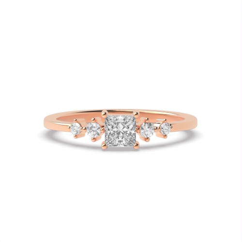 4 Prong Princess Rose Gold Minimalist Engagement Rings