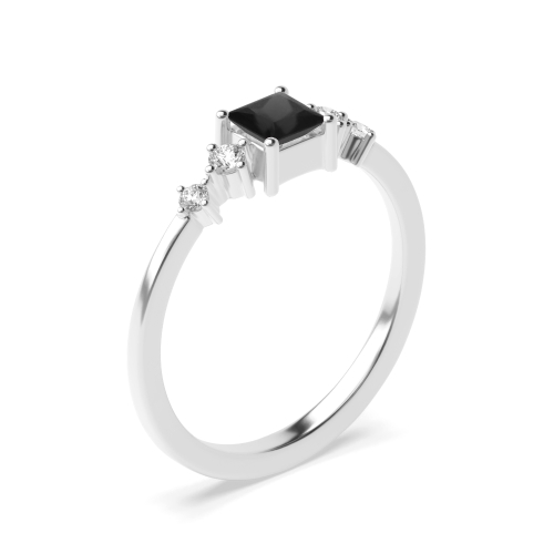 4 Prong Princess Black Diamond Minimalist Engagement Rings