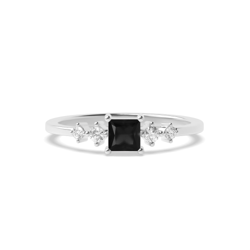 4 Prong Princess Black Diamond Minimalist Engagement Rings