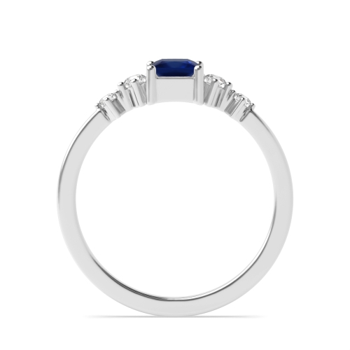 4 Prong Princess Blue Sapphire Minimalist Engagement Rings