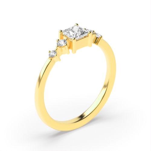 4 Prong Princess Yellow Gold Minimalist Engagement Rings
