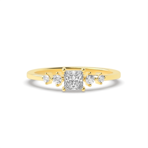 4 Prong Princess Yellow Gold Minimalist Engagement Rings