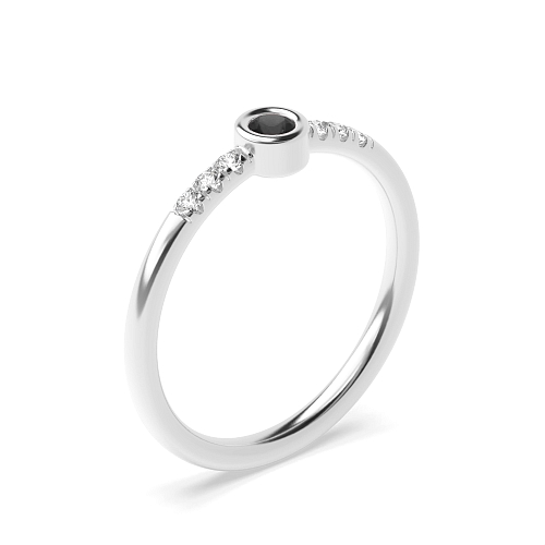Bezel Setting Round Majestic Black Diamond Minimalist Engagement Rings