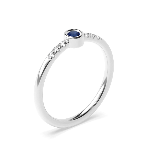 Bezel Setting Round Majestic Blue Sapphire Minimalist Engagement Rings