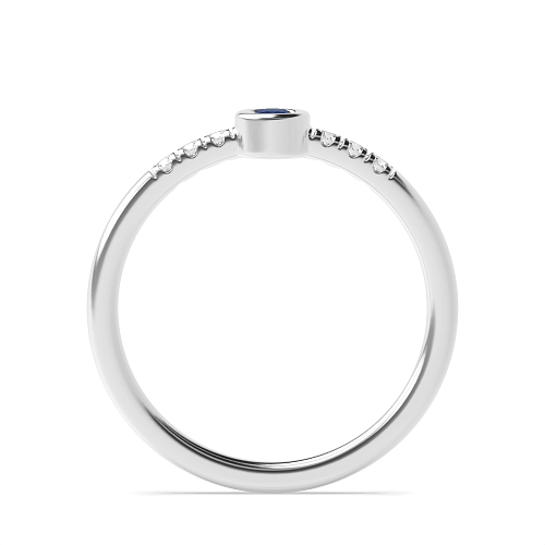 Bezel Setting Round Majestic Blue Sapphire Minimalist Engagement Rings