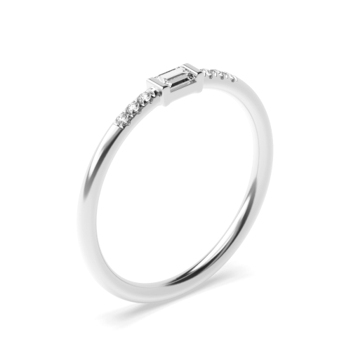 Baguette Petit Classic Side Stone Diamond Engagement Rings