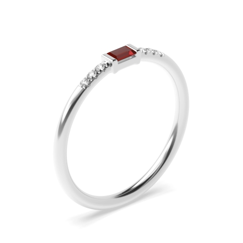 Baguette Petit Classic Side Stone Diamond Engagement Rings