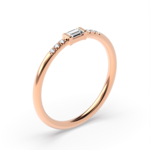 Baguette Rose Gold Petit Engagement Rings