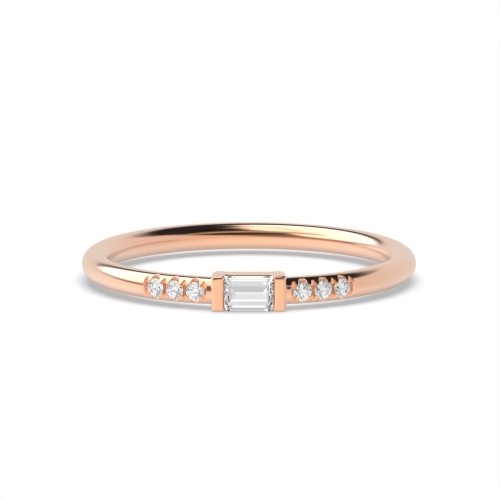 Baguette Rose Gold Petit Engagement Rings
