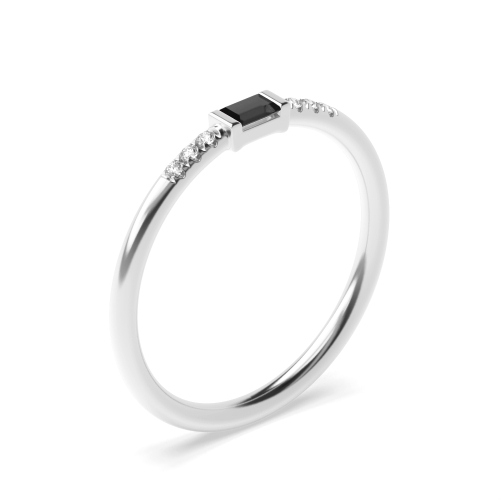 Channel Setting Baguette Petit Black Diamond Minimalist Engagement Rings