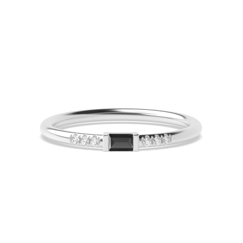 Channel Setting Baguette Petit Black Diamond Minimalist Engagement Rings