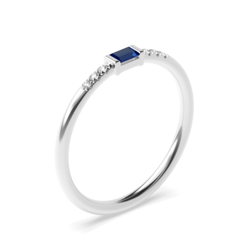 Baguette Petit Blue Sapphire Engagement Rings
