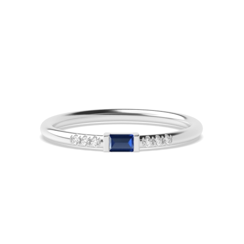Baguette Petit Blue Sapphire Engagement Rings