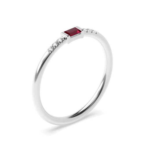 Baguette Petit Ruby Engagement Rings